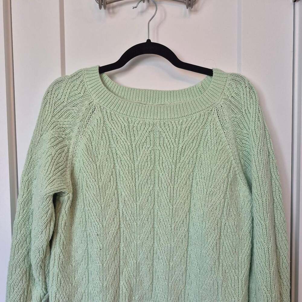 Old Navy Mint Green Cable Knit Sweater Size Medium Chunky Cottagecore